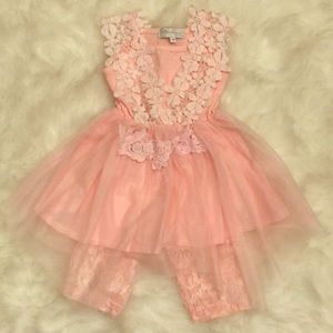 EUC size 3 Trish Scully Child Pink Lace Dress Set!
